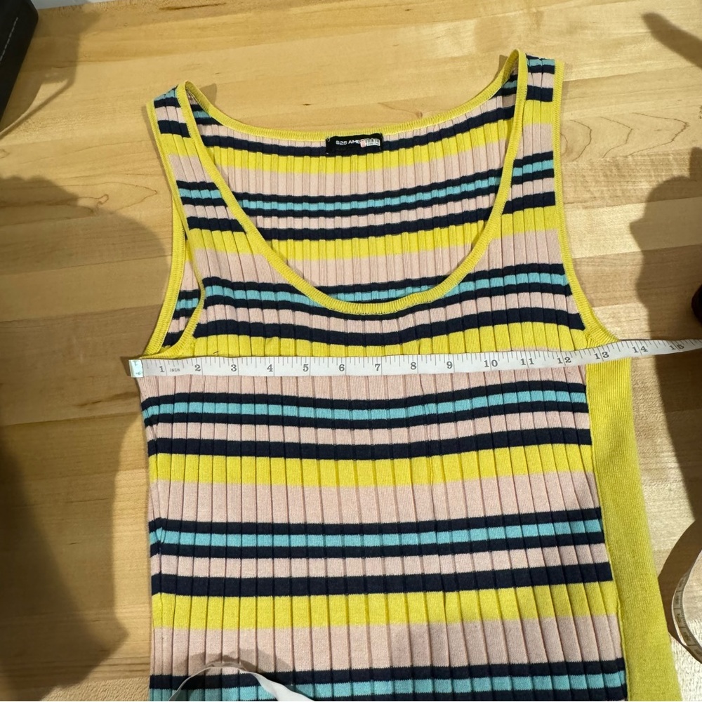 525 America Pink Snap Rib Dress Midi Yellow Size Medium - Picture 8 of 8
